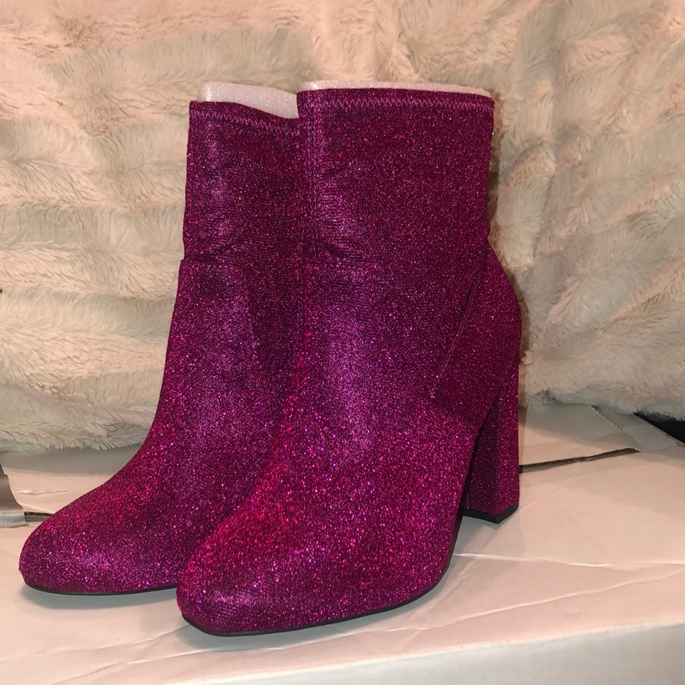 Raspberry Glitter Boot Heels